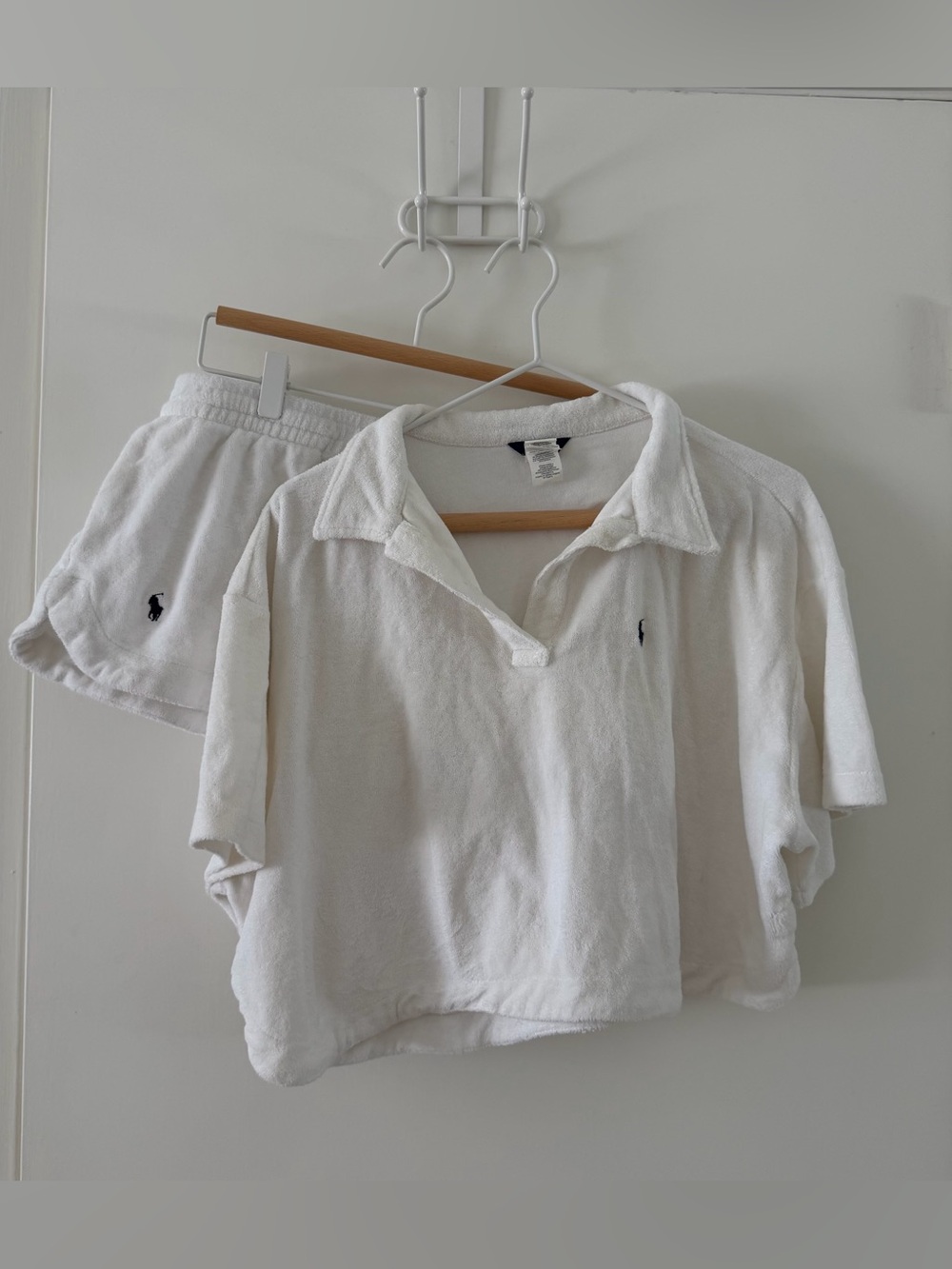 Ralph Lauren White Terry Cropped Polo Top & Shorts Set - Picture 4 of 12